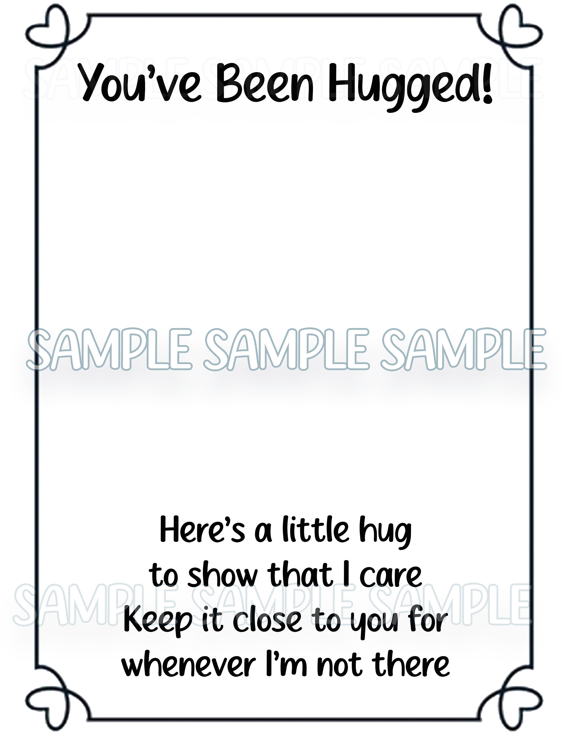 Hug Card Simple You’ve Been Hugged Pocket Hug Card - Instant Digital Download Card ...