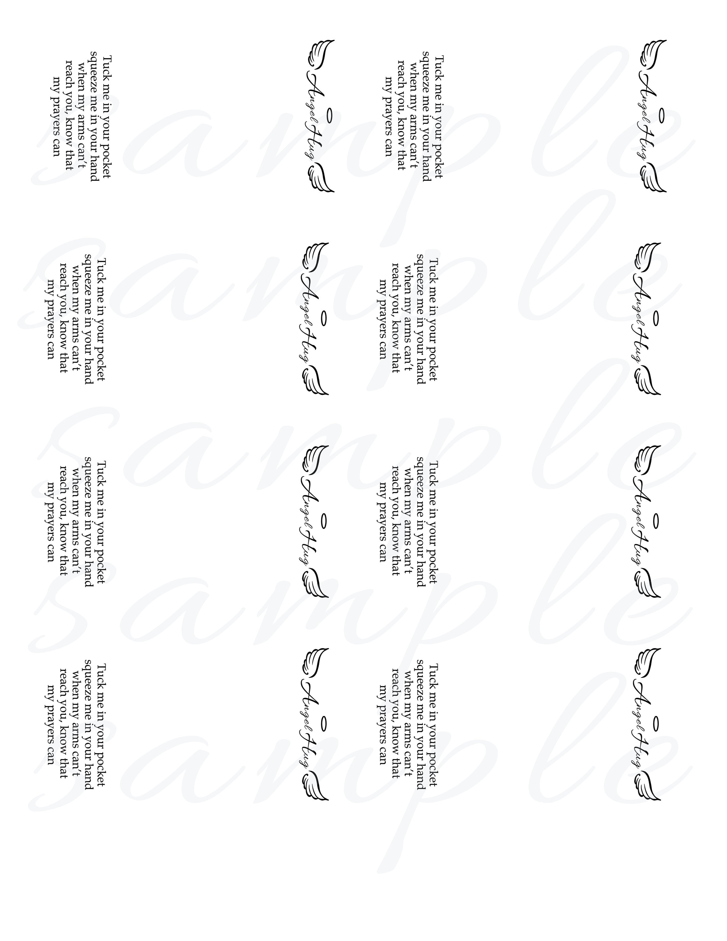 Angel Hug Pocket Hug Card for Pocket Hugs Angel Hugs Memorial Hugs