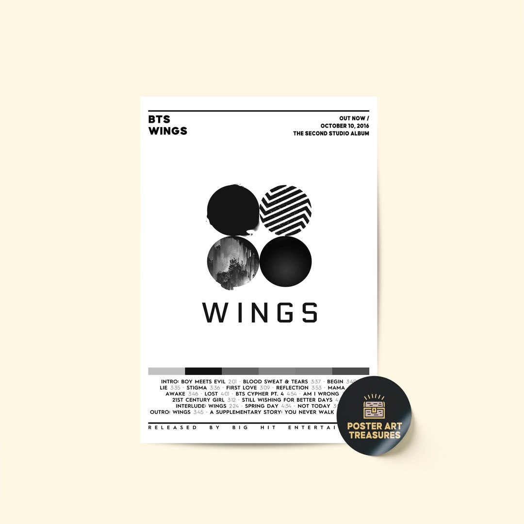 BTS Wings Album Cover Poster BTS Band BTS Album Room Etsy