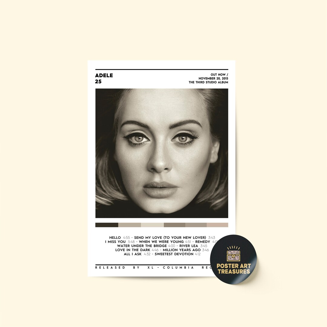 Adele 25 Album Cover Poster / Adele Poster / Adele Tracklist Etsy