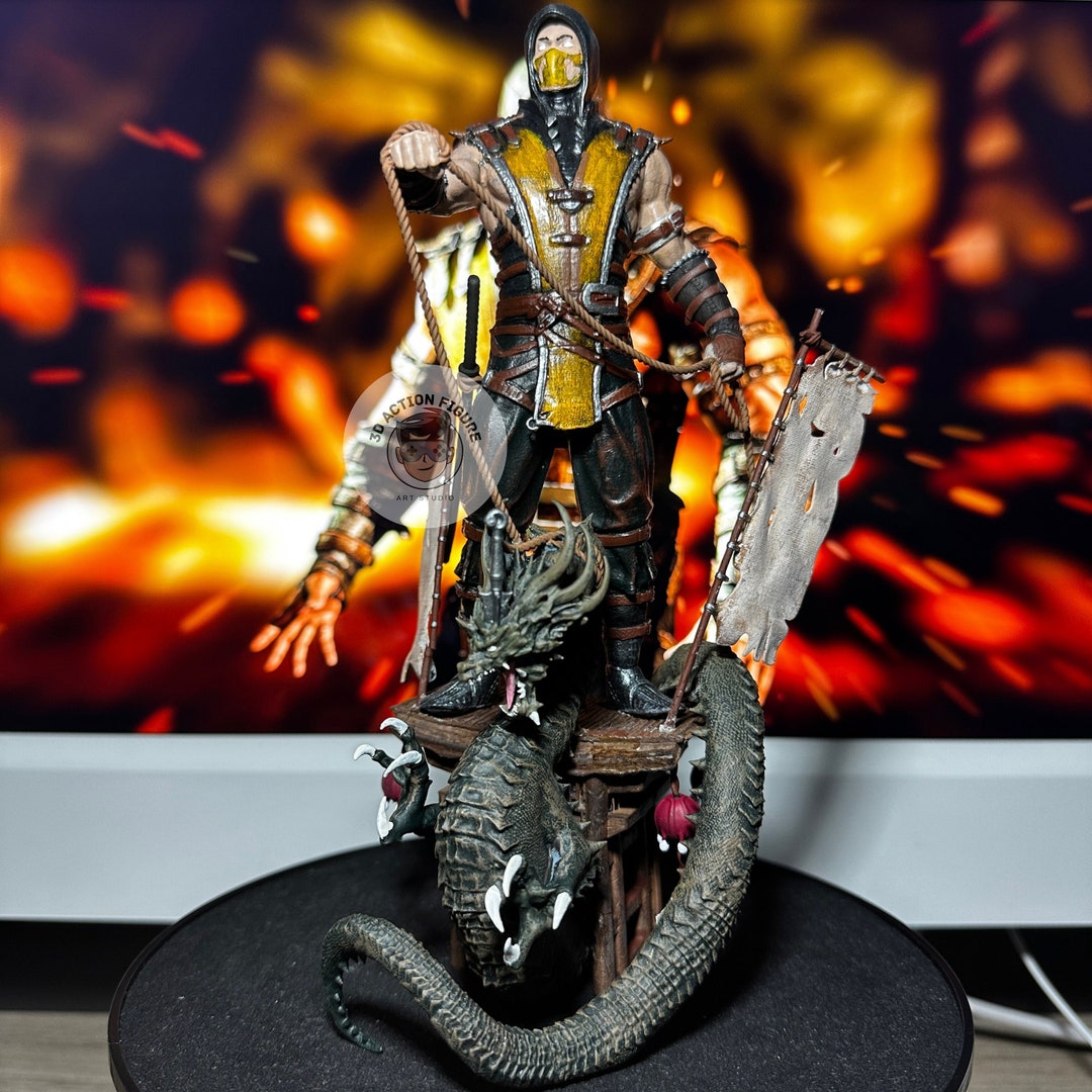 Scorpion Mortal Kombat Bust Sculpture Custom Action Figure Etsy