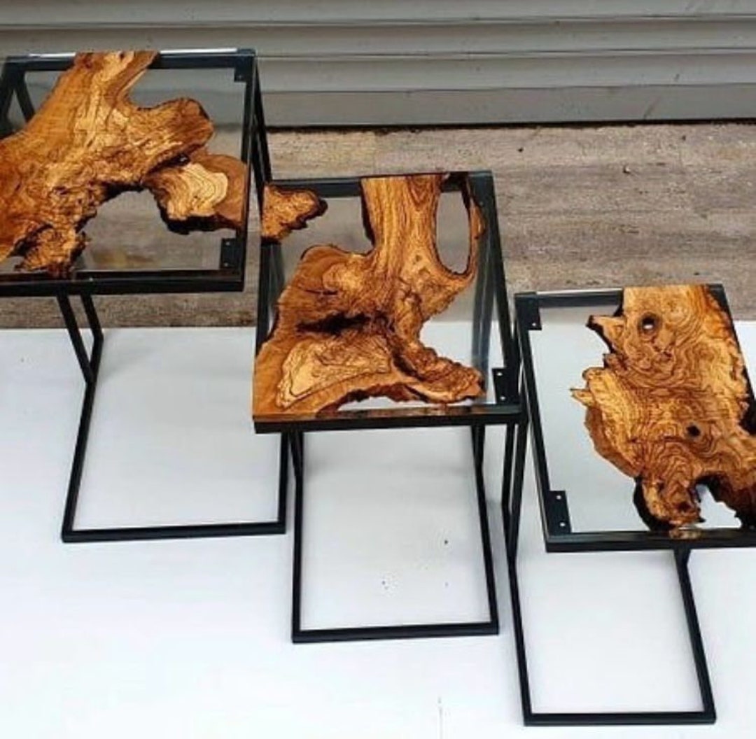 Elegant Epoxy Turkish Design Handmade Coffee Table Set: Handcrafted ...
