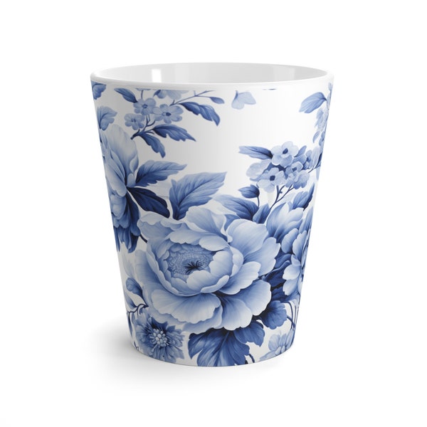 Blue Toile Latte Mug
