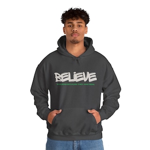 Believe In Aliens Hoodie Funny Alien Hoodie Unisex Graphic Pullover Cozy UFO Sweater Outer Space Gift Alien Fan Hoodie Believe Sweatshirt