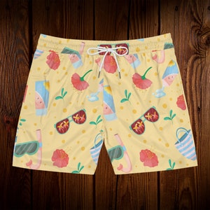 Mens Tropical Swim Shorts Funny Beach Shorts for Him Summer Pool Trunks Gift for Boyfriend Vacation Swimwear Beach Shorts