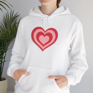 Vintage Heart Hoodie Valentines Day Hoodie for Couples Cute Heart Sweatshirt