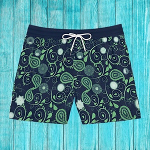 Zwemshort heren marineblauwe zwembroek Zwemkleding met paisleypatroon voor heren boardshorts Leuk zomercadeau voor hem