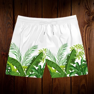 Tropische zwembroek heren groene bladprint zwemshorts palmboom strandkleding zomervakantie cadeau voor hem Pool Party outfit