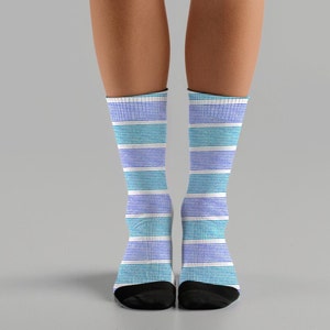 Blue Striped Cushioned Crew Socks: Pastel Easter Gift