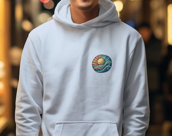 Retro Sun & Wave-hoodie: sweatshirt in kustsurfstijl