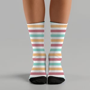 Striped Crew Socks: Cushioned Women&#39;s Socks, Summer Gift