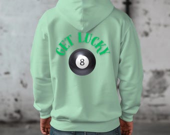 Mint Green 8-Ball Hoodie: Unisex Lucky Graphic Sweatshirt