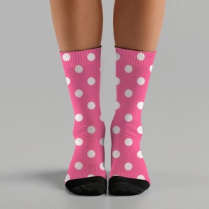Pink Polka Dot Socks Cute Unisex Socks with Polka Dots