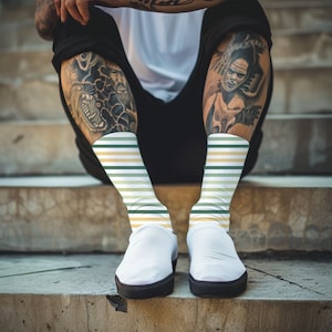 Back to School Striped Cushioned Crew Socks Cute Socks for Teen Gift for Mom Spring Striped Socks