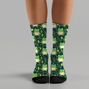Funkdafied Frog Print Cushioned Crew Socks