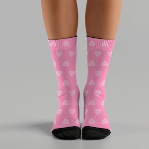 Calcetines con estampado de corazones rosas: calcetines unisex