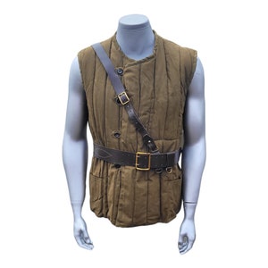 WW2 Vintage Military Padded Jacket Sleeveless Vest Leather Belt USSR Army