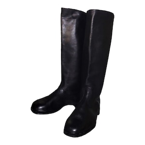 Stivali alti in pelle Heritage con suole in cuoio classiche, calzature alte retrò realizzate artigianalmente in tempi passati