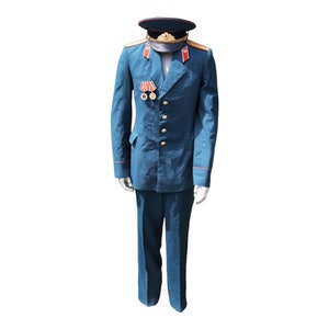 Vintage military uniform with shoulder straps 2 medals officer cap USSR