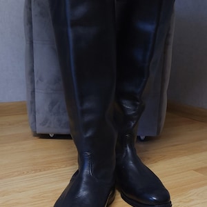 Authentic Retro Chrome Leather Boots, Rare 1970s Vintage Footwear, Classic Collectible Tall Shoes image 2