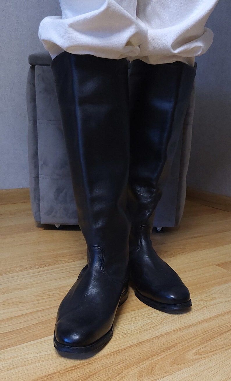Authentic Retro Chrome Leather Boots, Rare 1970s Vintage Footwear, Classic Collectible Tall Shoes image 2