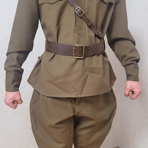 WW2 Military uniform with leather belt over the shoulder Red Army USSR