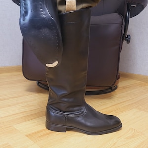 Authentic Retro Chrome Leather Tall Boots, Classic 1970s Collectible Footwear, Rare Vintage Style