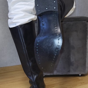 Authentic Retro Chrome Leather Boots, Rare 1970s Vintage Footwear, Classic Collectible Tall Shoes image 5