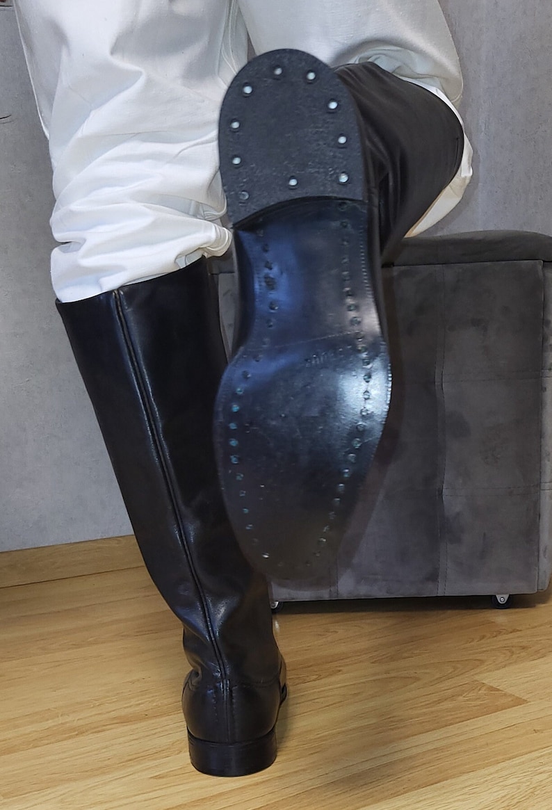 Authentic Retro Chrome Leather Boots, Rare 1970s Vintage Footwear, Classic Collectible Tall Shoes image 5