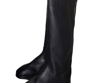 Vintage Tall Black Kirza Boots, High Shaft Old-Era Footwear, Classic Durable Style