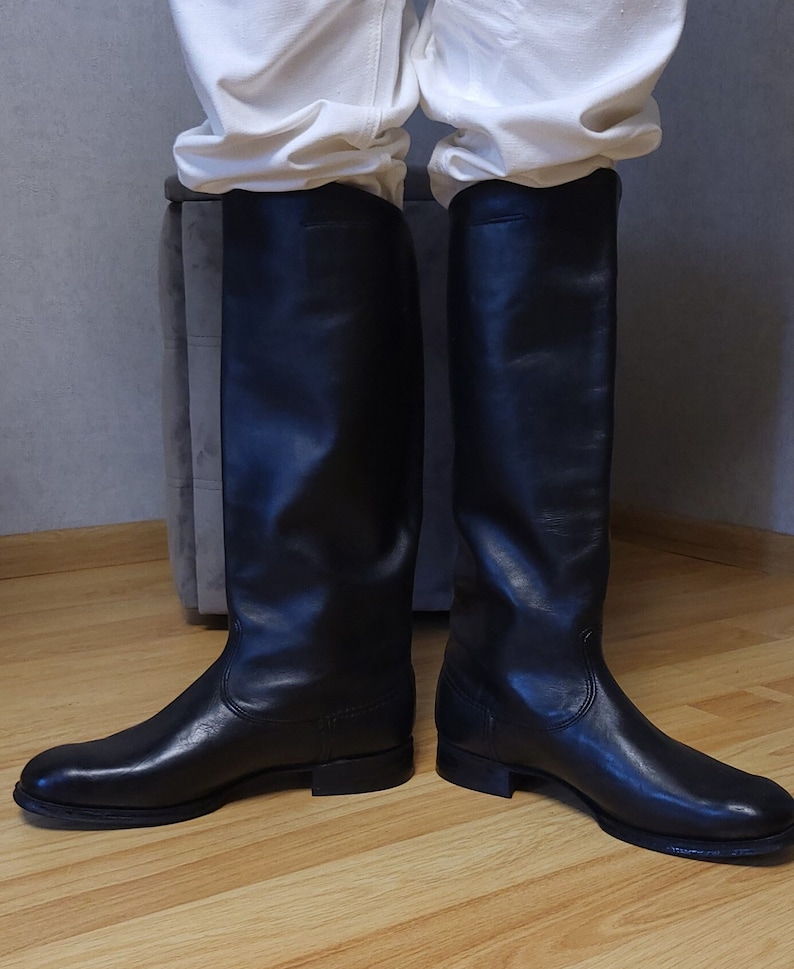 Authentic Retro Chrome Leather Boots, Rare 1970s Vintage Footwear, Classic Collectible Tall Shoes image 4
