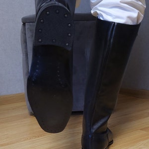 Authentic Retro Chrome Leather Boots, Rare 1970s Vintage Footwear, Classic Collectible Tall Shoes image 7