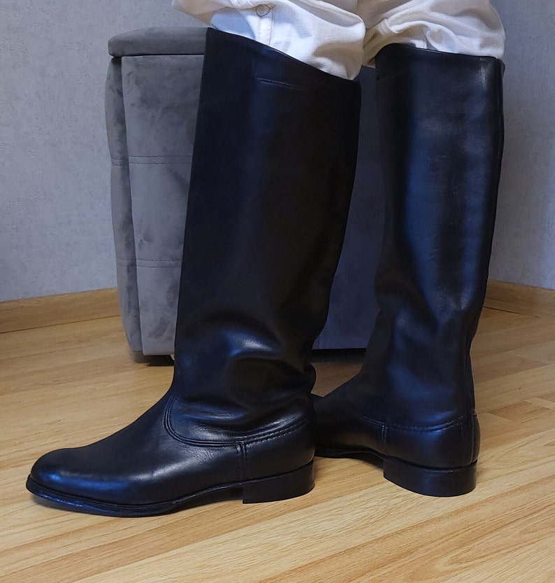 Authentic Retro Chrome Leather Boots, Rare 1970s Vintage Footwear, Classic Collectible Tall Shoes image 8