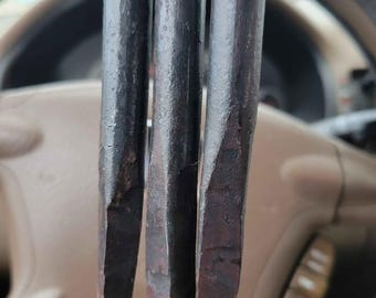 Hand forged steel tent stake