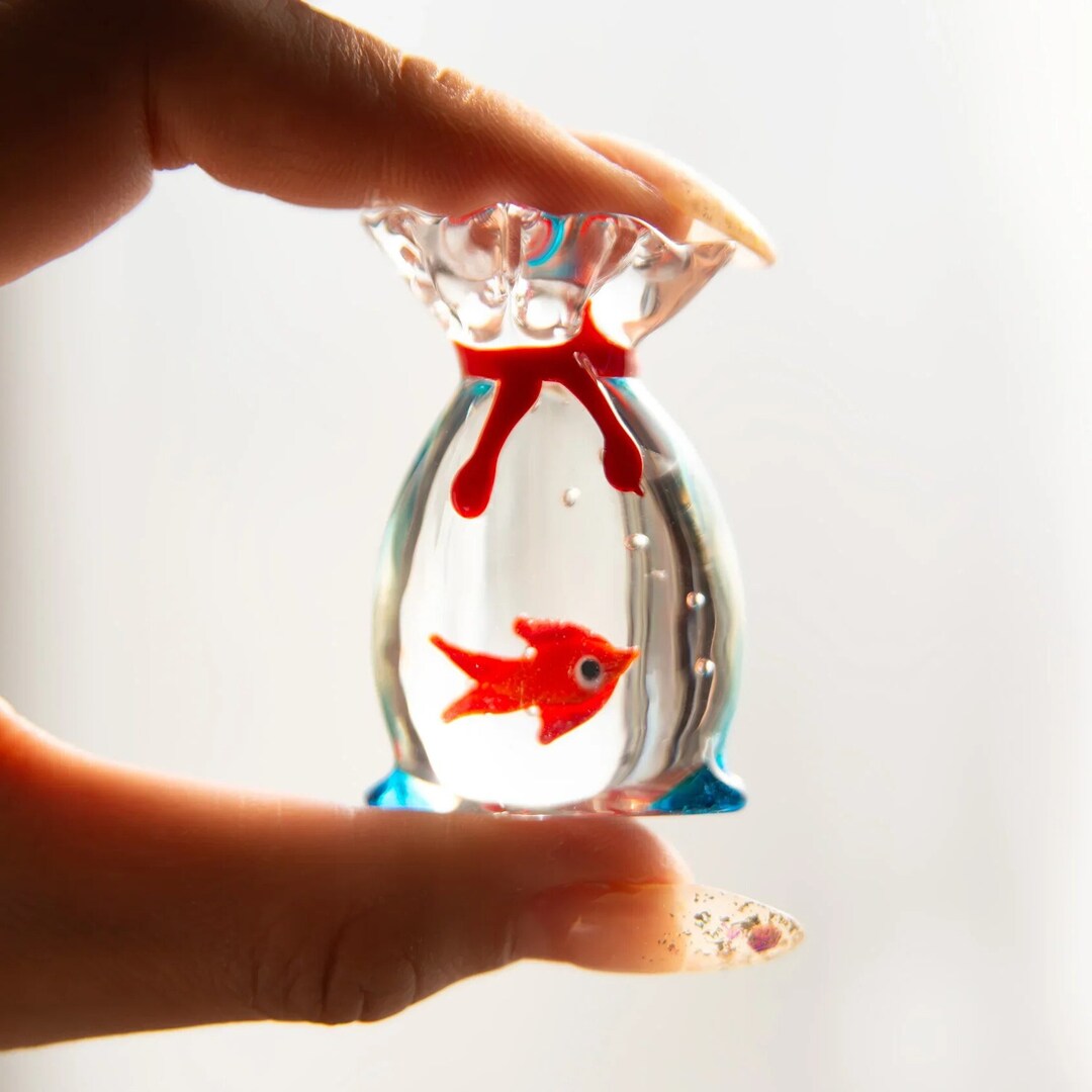 Miniature Glass Goldfish In A Bag - Tiny Red Fish Figurine For Dollhouse, Aquarium Decor, Or DIY Crafts (1 Piece) - View #6