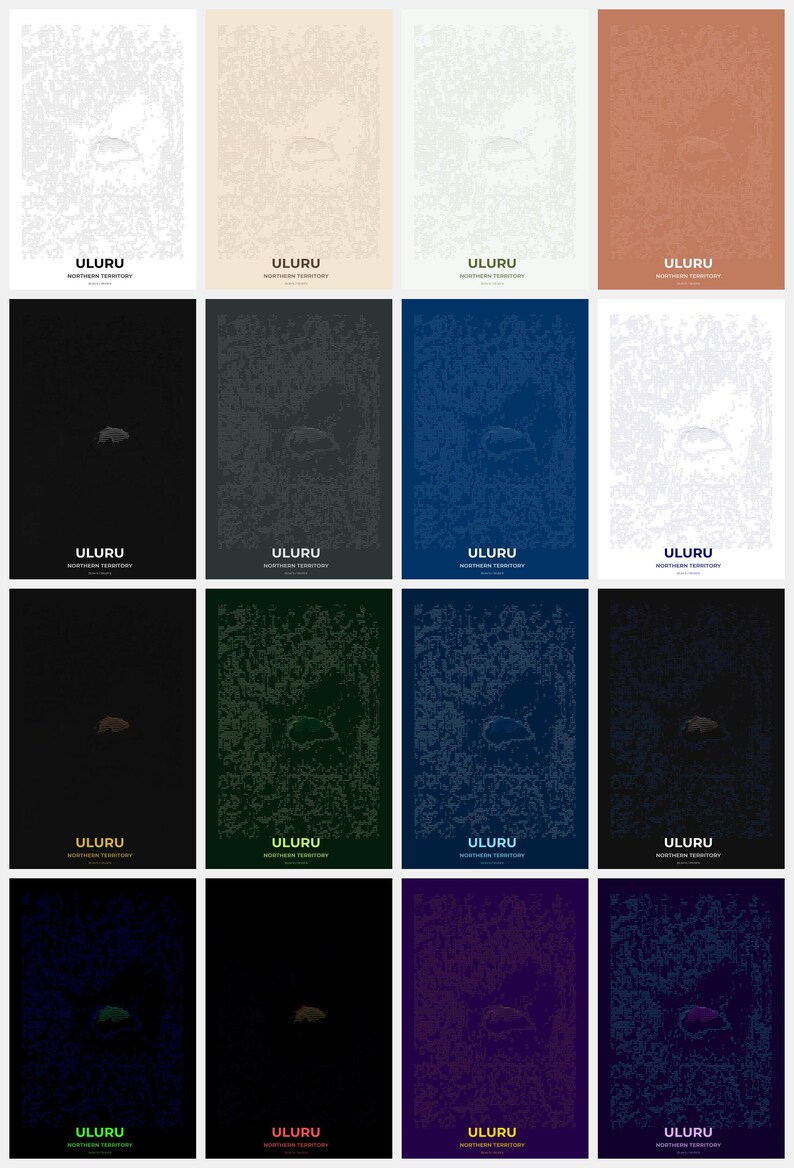 Uluru Ranger Color Code Uluru Topographic Map Print | Northern Territory Wall Art | 16 Style ...