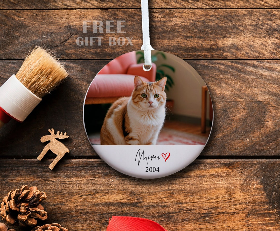 Custom Cat Photo Ornament, Personalized Cat Christmas Ornament ...