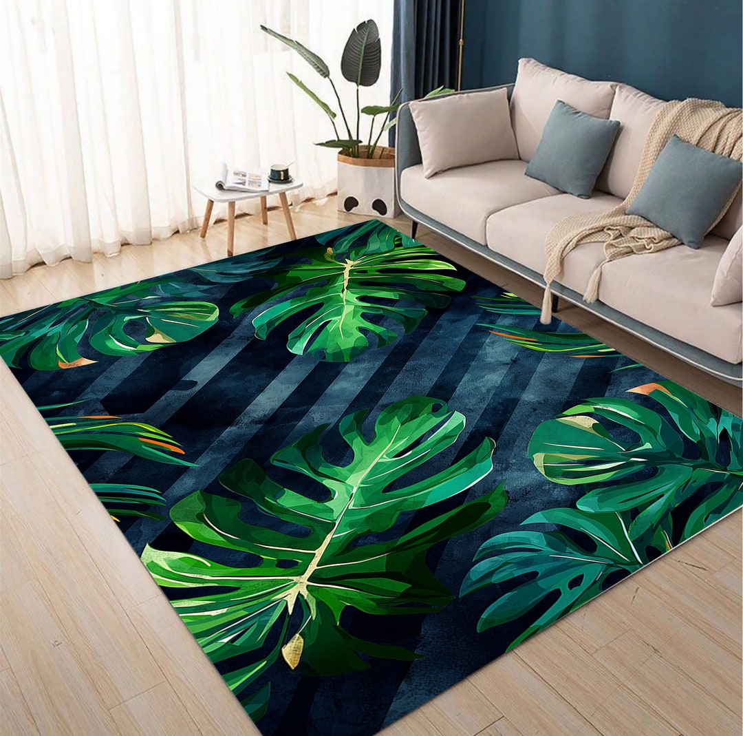 Monstera Leaf Rug: Green Botanic Garden Style - Etsy