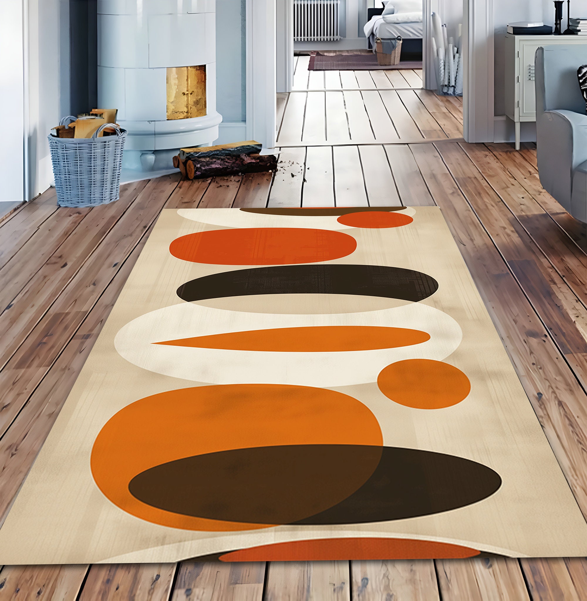 Mid Century Rug, Mid Century Modern Area Rug, Geometric Rug, Mid