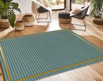 Alfombra verde, alfombra diseñada en pana, alfombra con marco dorado, alfombra temática de pana, alfombra con estampado de pana, alfombra estilo pana, alfombra estética, alfombra fronteriza