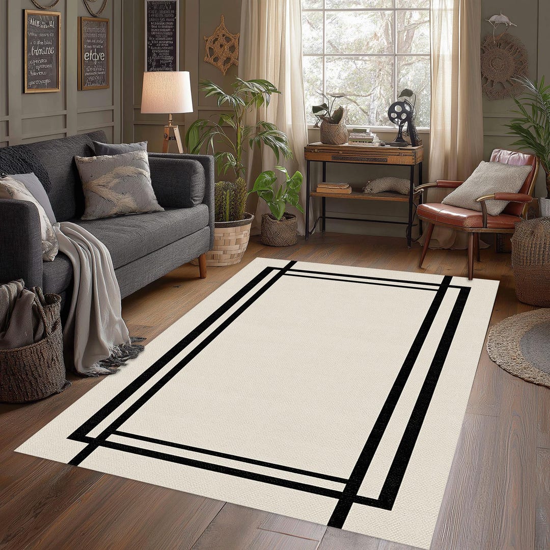 Simple Design Area Rugs Geometric Modern Area Rug: Minimalist Living Room Decor - Etsy