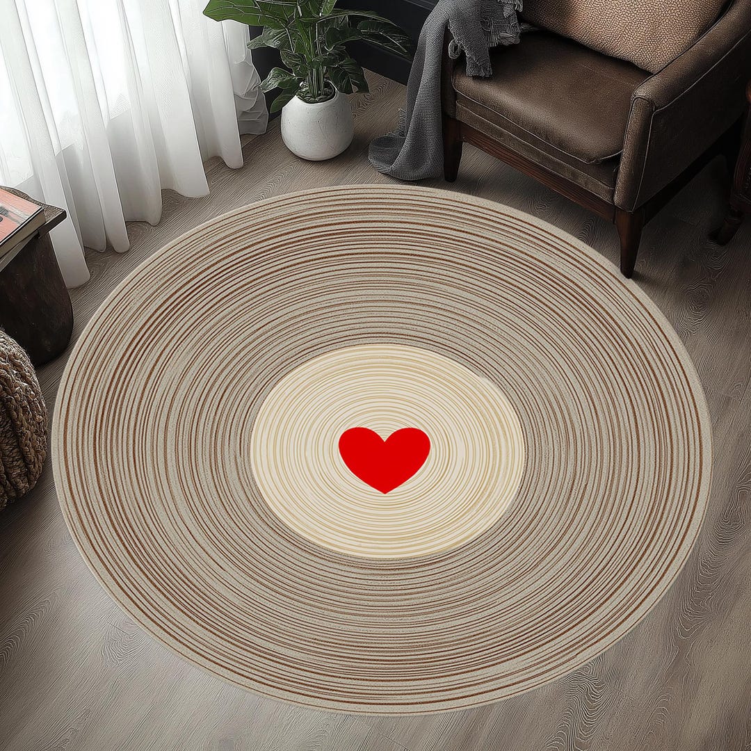 Heart Pattern Round Rug: Valentine's Day Minimalist Home Decor - Etsy