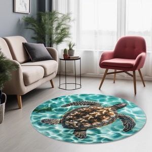 Turtle Rug, Turtle Round Rug, Circle Rug, Turtle Pattern Round Rug ...