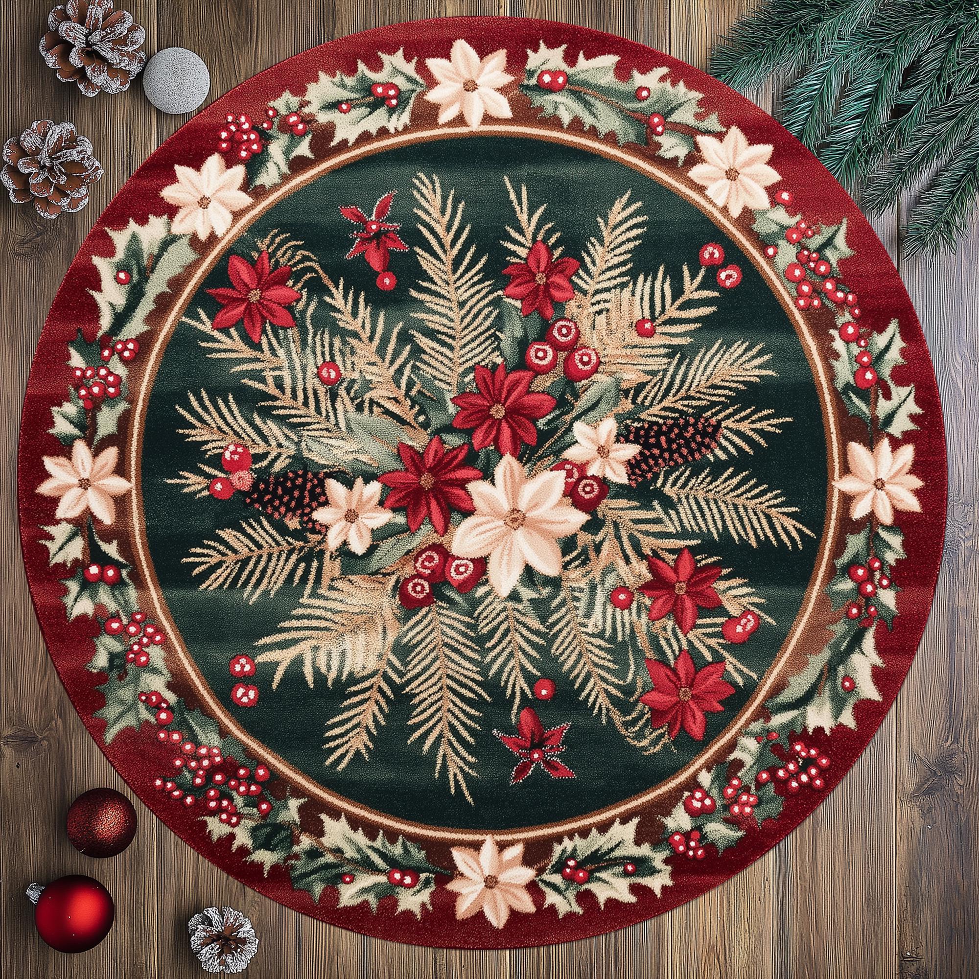Round christmas rugs indoor