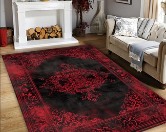 Faded Turkish Area Rug: Distressed Traditional Border Living Room Decor