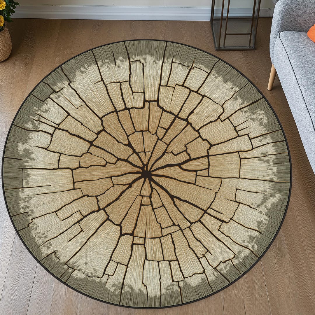Tree Ring Wood Rug: Round Log Cabin Decor - Etsy