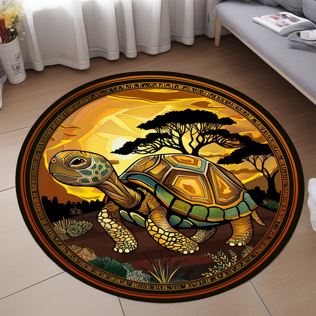 Grid Turtle Pattern Rugs Turtle Round Rug: Animal Pattern Area Rug - Etsy