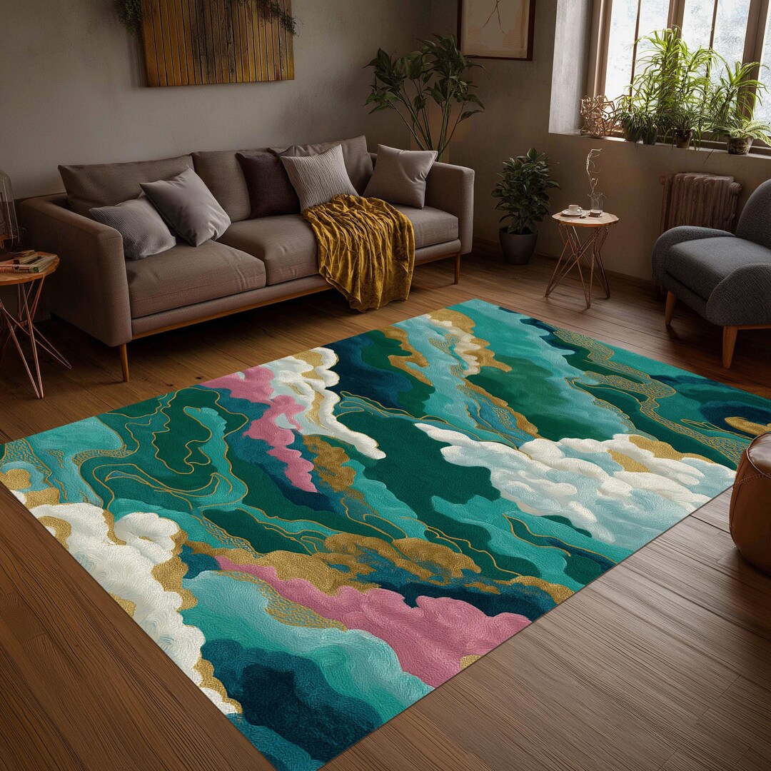 Colours Rug Digital Abstract Cloud Pattern Rug: Modern Colorful Home Decor - Etsy