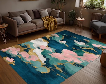 Colorful Clouds Rug: Modern Abstract Home Decor