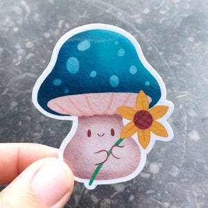 linda pegatina de seta vinilo botella de agua pegatinas portátil kawaii seta otoño día lluvioso pegatina kawaii maleta de una pieza pegatinas flor